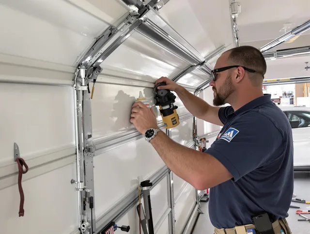 Manchester Garage Door Repair technician quieting a noisy garage door in Manchester