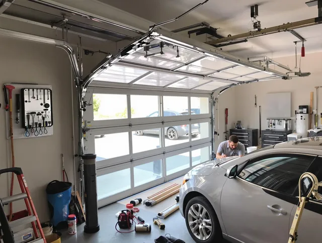 Garage door noise reduction service by Manchester Garage Door Repair in Manchester