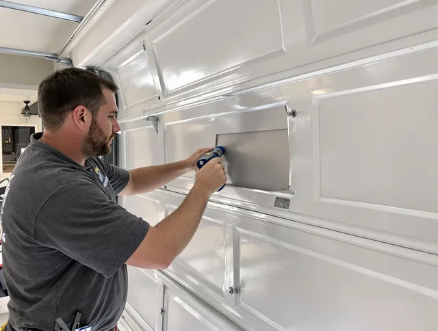 Garage door panel repair by Manchester Garage Door Repair in Manchester